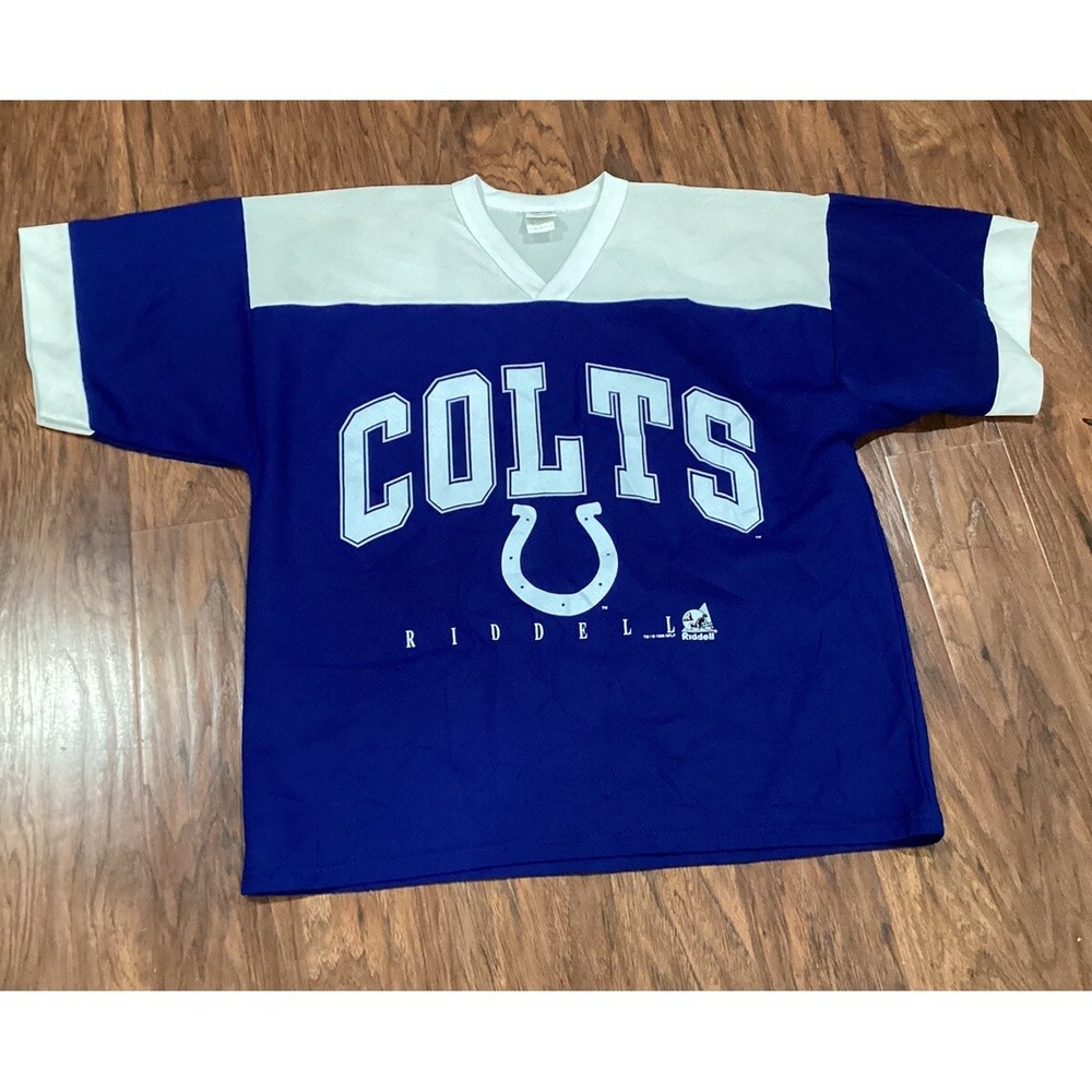 vtg 1990s INDIANAPOLIS COLTS JERSEY Blue White NFL Football Riddell ADULT XL